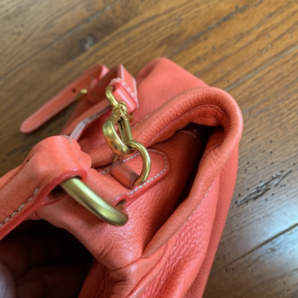 PRADA Cervo Pleat Bag Hobo Orange Deerskin Women’s Crossbody Designer Purse - Picture 9 of 16